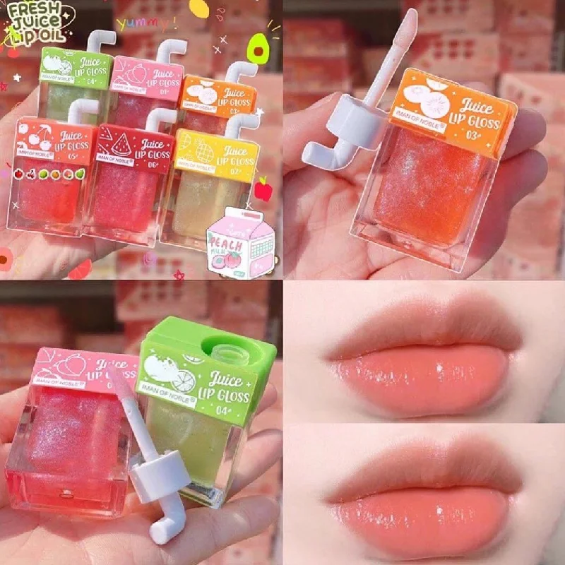 Great Deals Cute Fresh Juice Fruity Lipgloss Clear Lip Oil Moisturizing Mirror Transparent Lip Oil Hydrating Juice Lipgloss
